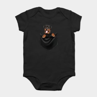 Rottweiler Dog Inside Pocket, Dog Lover Baby Bodysuit